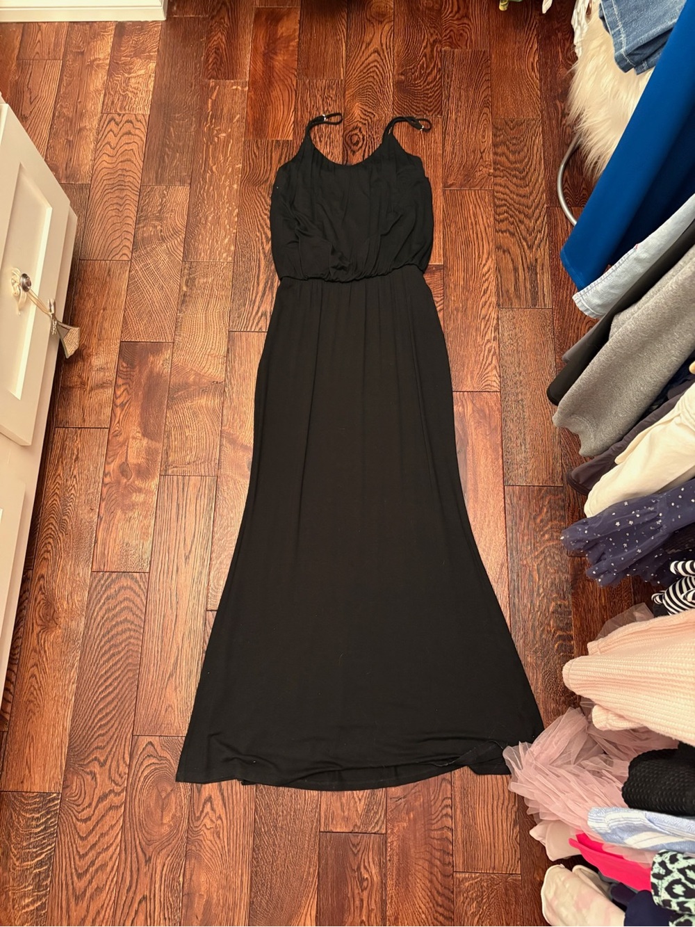 NWT S.Twelve Black Maxi Dress Size M Spaghetti Strap Blouson